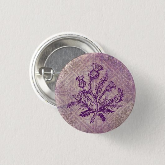Scottish Thistle Paars Celtic Knot Ronde Button 3,2 Cm (Voorkant /achterkant)