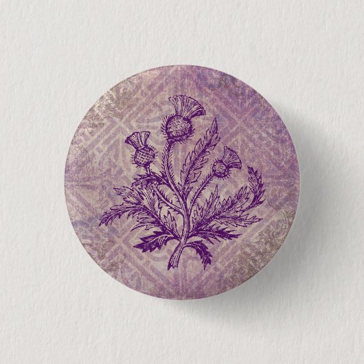 Scottish Thistle Paars Celtic Knot Ronde Button 3,2 Cm (Voorkant)