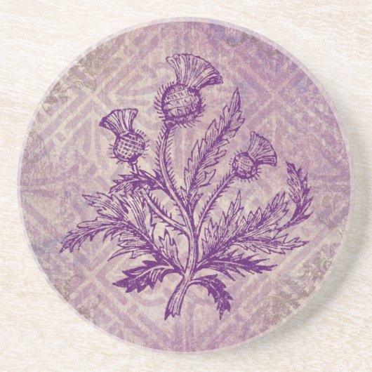 Scottish Thistle Paars Celtic Knot Zandsteen Onderzetter (Voorkant)