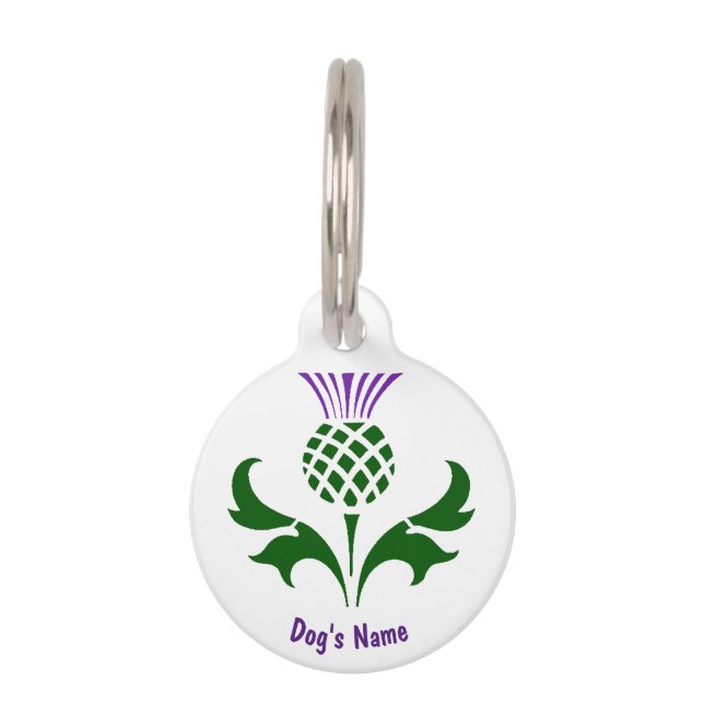 Scottish Thistle Personalize Huisdierpenning (Voorkant)