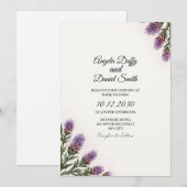 Scottish Thistle Script Wedding Invite Kaart (Voorkant / Achterkant)