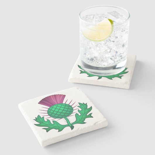 Scottish Thistle Stenen Onderzetter (Zijkant)