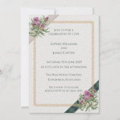 Scottish Thistle Wedding Invitation Celtic Tartan Kaart (Voorkant)