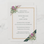 Scottish Thistle Wedding Invitation Celtic Tartan Kaart (Voorkant / Achterkant)