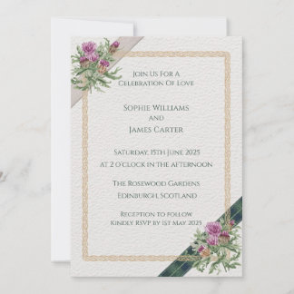 Scottish Thistle Wedding Invitation Celtic Tartan Kaart