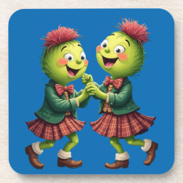 Scottish Thistles Wearing Plaid Dancing Ceilidh Bier Onderzetter