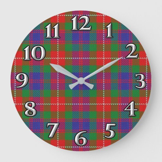 Scottish Time Accents Clan Fraser van Lovat Tartan Grote Klok (Voorkant)