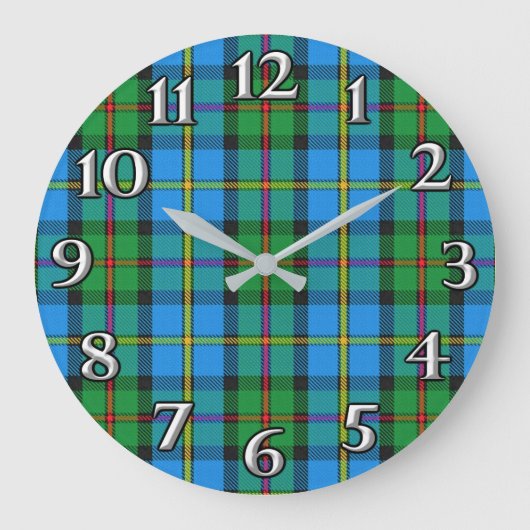 Scottish Time Accents Clan MacLeod Harris Tartan Grote Klok (Voorkant)
