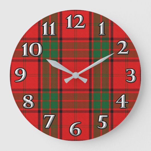 Scottish Time Accents Clan Maxwell Tartan Grote Klok (Voorkant)