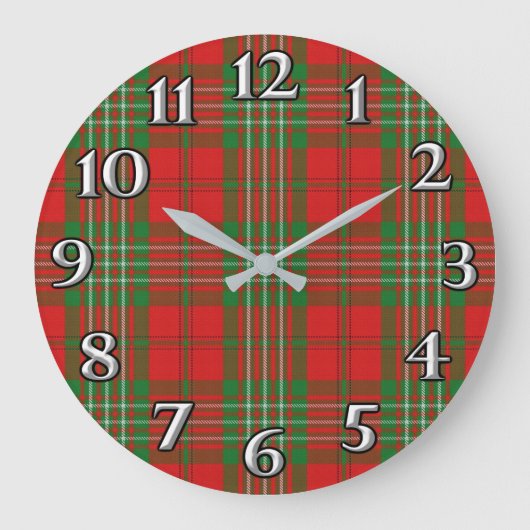 Scottish Time Accents Clan Scott Tartan Grote Klok (Voorkant)
