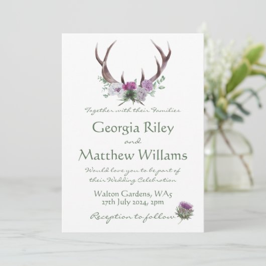 Scottish Tweed Invitation Kaart (Staand voorkant)