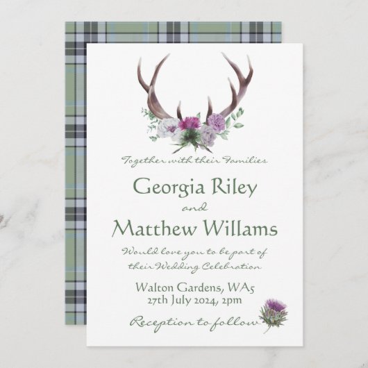 Scottish Tweed Invitation Kaart (Voorkant / Achterkant)