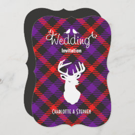 Scottish Wedding Tartan Pset Stags Head Script Kaart