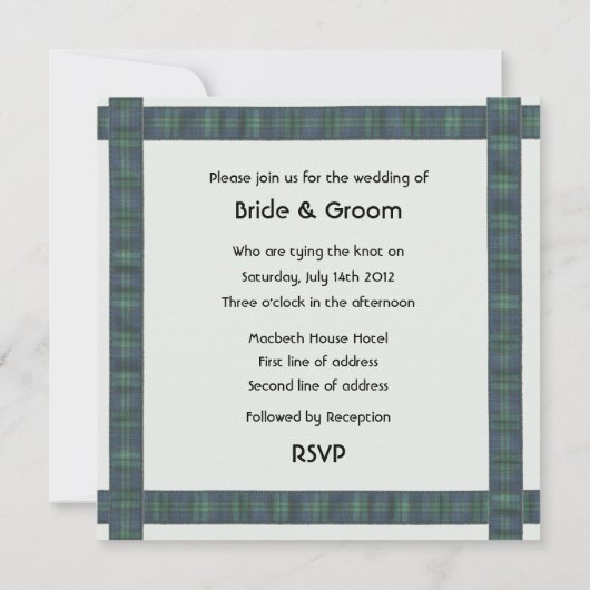 Scottish Wedding with Tartan Theme Kaart (Achterkant)