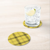 Scottish Yellow Tartan Ronde Kartonnen Onderzetter (Insitu)
