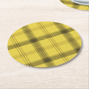 Scottish Yellow Tartan Ronde Kartonnen Onderzetter