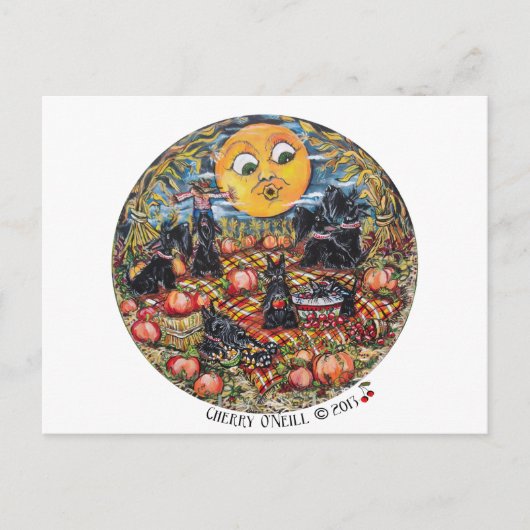 ScottishTerrier Halloween Picnic Briefkaart (Voorkant)