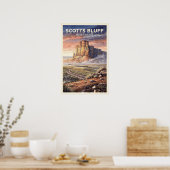 Scotts Bluff Nebraska Reisposter uit het verleden Poster (Keuken)