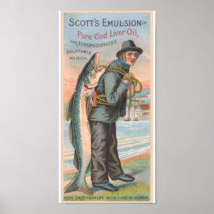 Scotts Cod Liver Oil  Advertisement Poster