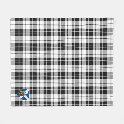 Scotts Erskine Black en White Tartan Pset Fleece Deken (Voorkant (Horizontaal))