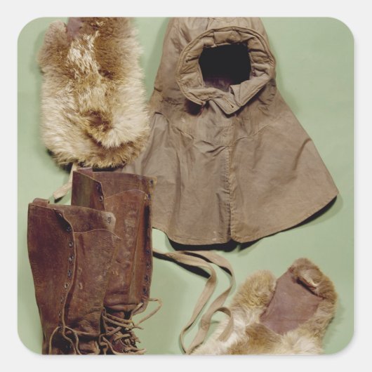 Scott's kleding gebruikt op de Zuidpool Vierkante Sticker (Voorkant)