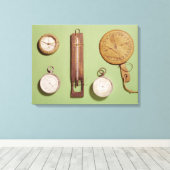 Scott's kompas, thermometer, zonnewijzer, canvas afdruk (Insitu (Houten vloer))
