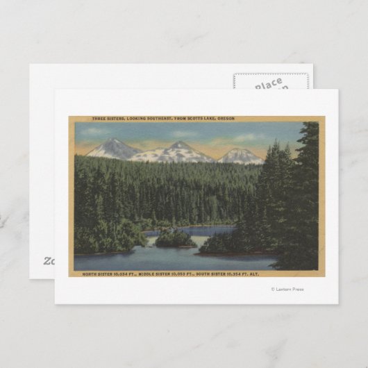 Scotts Lake, Oregon - Uitzicht van drie zussen Briefkaart (Voorkant / Achterkant)