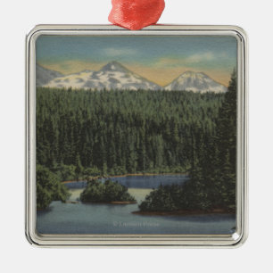Scotts Lake, Oregon - Uitzicht van drie zussen Metalen Ornament