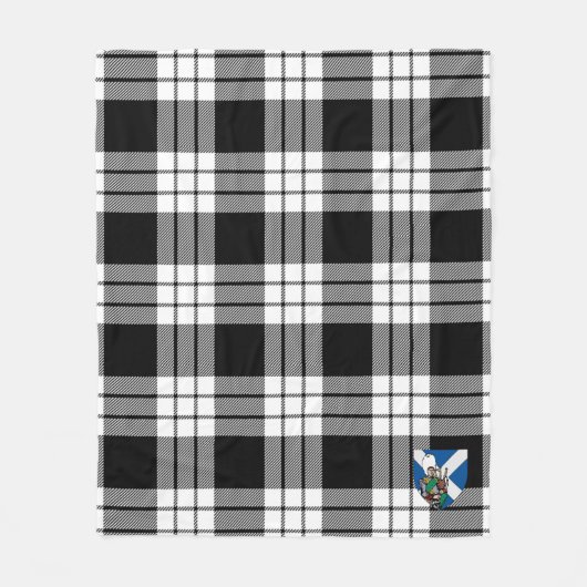 Scotts MacFarlane Black & White Tartan Pset Fleece Deken (Voorkant)