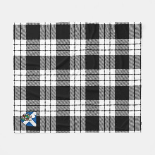 Scotts MacFarlane Black & White Tartan Pset Fleece Deken (Voorkant (Horizontaal))