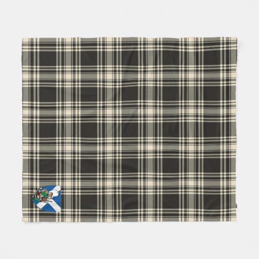 Scotts Menzies Black & White Ancient Tartan Pset Fleece Deken (Voorkant (Horizontaal))