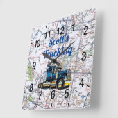 Scott's Trucking Road Map Square Wall Clock Vierkante Klok (Hoek)