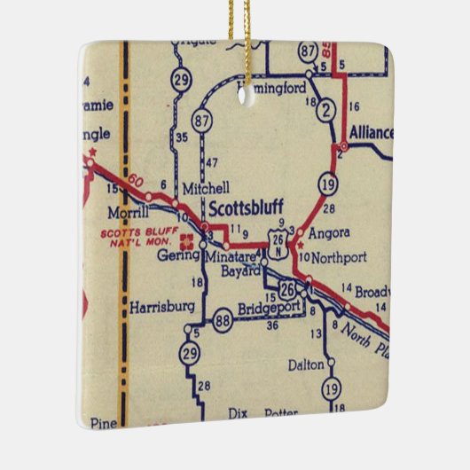 Scottsbluff NE Map Keramisch Ornament (Rechts)