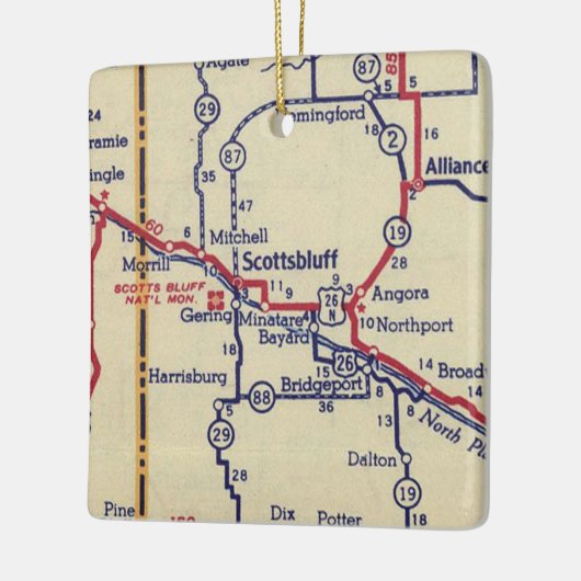 Scottsbluff NE Map Keramisch Ornament (Links)