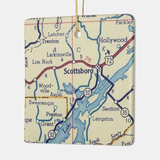 Scottsboro AL Map Keramisch Ornament (Links)