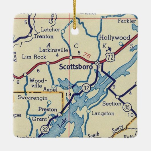Scottsboro AL  Map Keramisch Ornament (Achterkant)