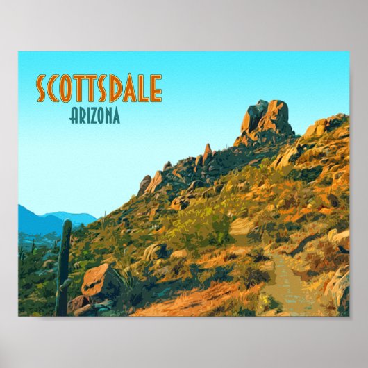 Scottsdale Arizona Cactus en Mountain Poster (Voorkant)