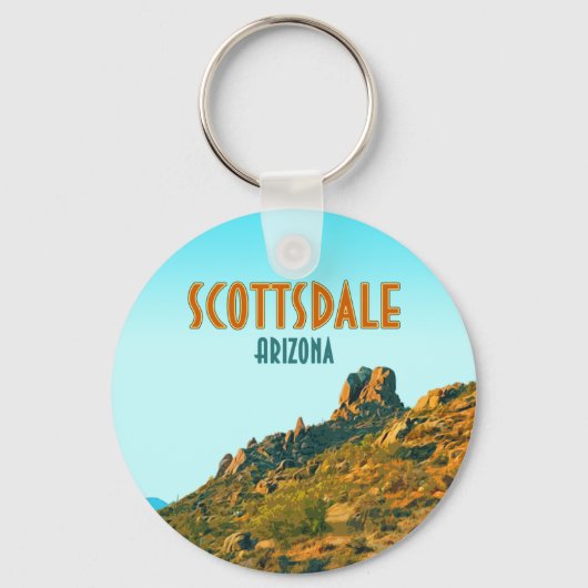 Scottsdale Arizona Cactus en Mountain Sleutelhanger (Voorkant)