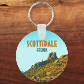 Scottsdale Arizona Cactus en Mountain Sleutelhanger (Voorkant)
