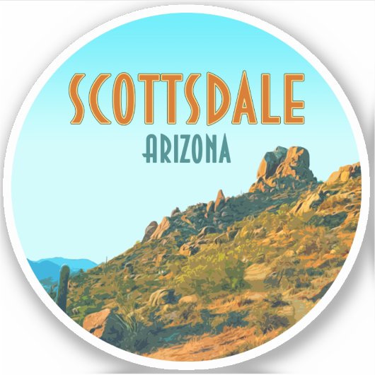 Scottsdale Arizona Cactus en Mountain  Sticker (Voorkant)