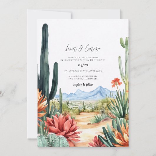 Scottsdale Arizona Desert Wedding Invitation Kaart (Voorkant)
