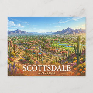 Scottsdale Arizona Reizen Woestijn Stadssilhouet Briefkaart