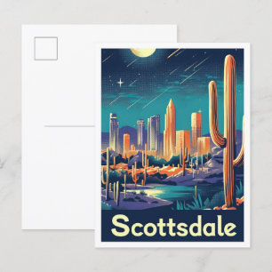 Scottsdale Arizona Vintage Travel Illustratie Briefkaart