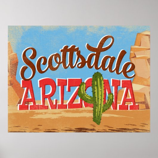 Scottsdale Arizona Vintage Travel Poster (Voorkant)