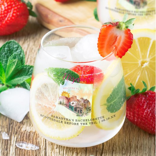 Scottsdale AZ | Monogram bachelorette Wijnglas Zonder Voet