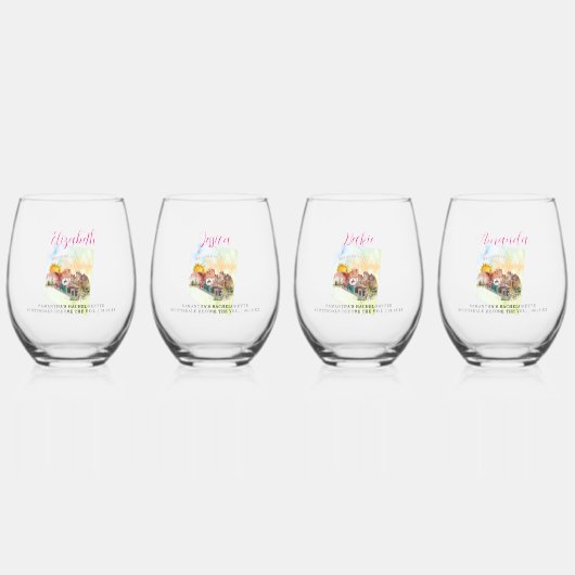 Scottsdale AZ | Monogram bachelorette Wijnglas Zonder Voet (Voorkant)