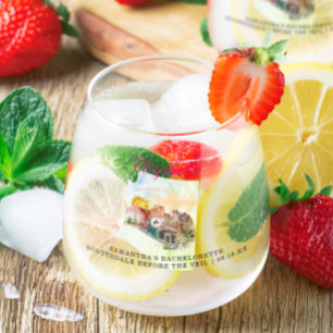 Scottsdale AZ Monogram vrijgezellenfeest Wijnglas Zonder Voet