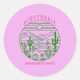 scottsdale bachelorette pink cactus ronde sticker