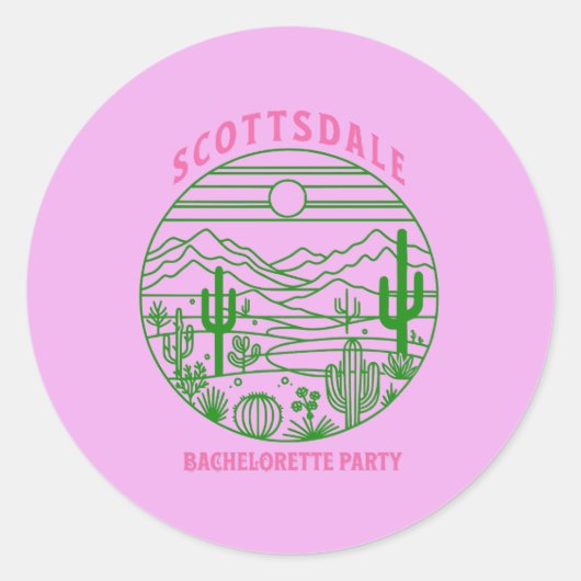 scottsdale bachelorette pink cactus ronde sticker (Voorkant)