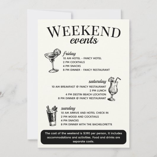 Scottsdale Bachelorette Sociale Cocktail Route Kaart (Achterkant)